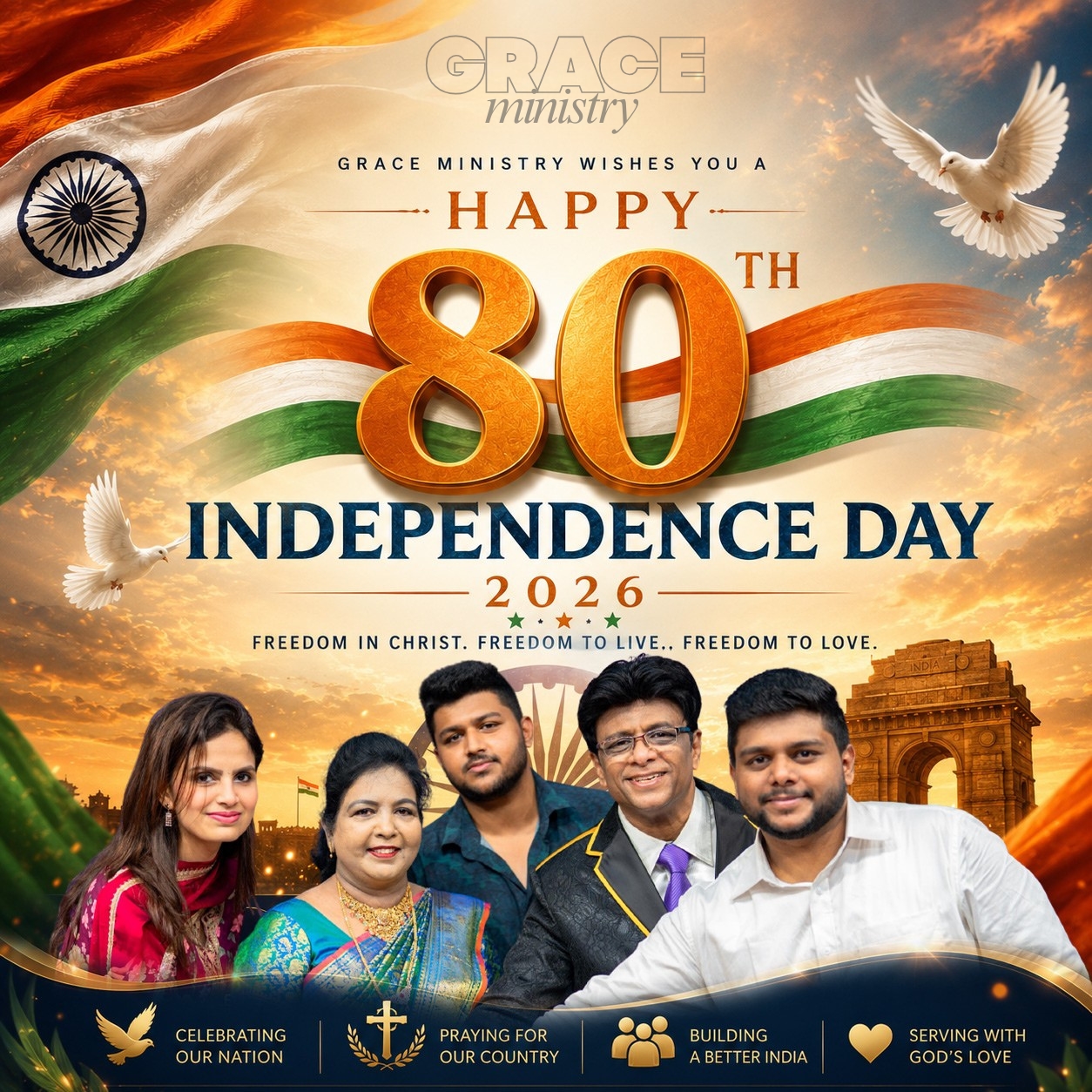 Grace Ministry Wishes You a Happy 80th Independence Day 2026 !