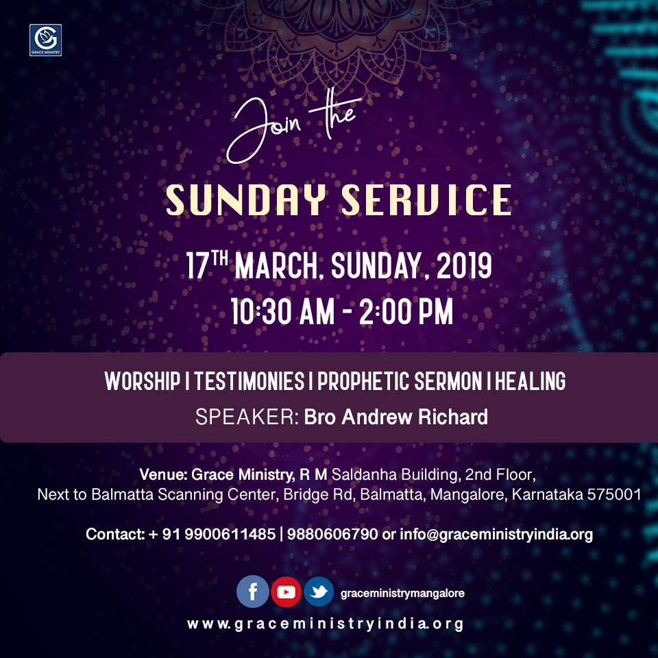 Join the Sunday Prayer Service in Mangalore by Grace Ministry, March ...