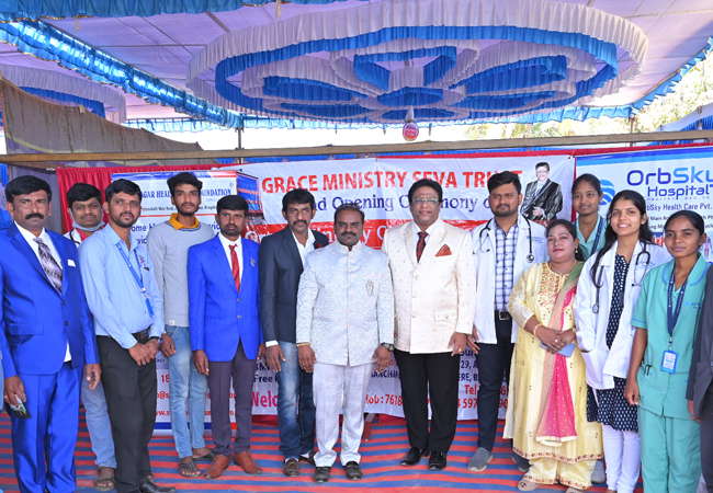 Grace Ministry organises Free Blood Donation and Medical camps with OrbSky Hospital in Bangalore with the inauguration of the Mega prayer centre at Budigere.  Hundreds benefited from free blood donation and medical tests.