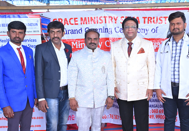 Grace Ministry organises Free Blood Donation and Medical camps with OrbSky Hospital in Bangalore with the inauguration of the Mega prayer centre at Budigere.  Hundreds benefited from free blood donation and medical tests.