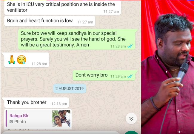 Testimony of a dear brother from Bangalore whose sister attempted for suicide got back her life after prayers at Grace Ministry, Bro Isaac Richard through WhatsApp prayer line. 