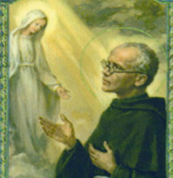 St Maximilian Kolbe who was born on 8 January 1894 is known active in promoting the veneration of the Immaculate Virgin Mary, founding and supervising the monastery of Niepokalanów near Warsaw.