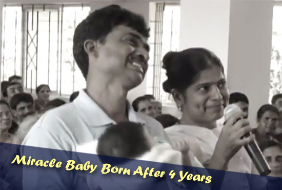 Live testimony at Grace Ministry testifying about the Miracle Baby after 4 years in Mangalore even after 4 miscarriages.