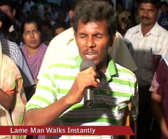 Live Healing miracle. Lame man walks instantly at retreat prayers of Grace Ministry Mangalore.  They called him Lame. But now he can walk. 