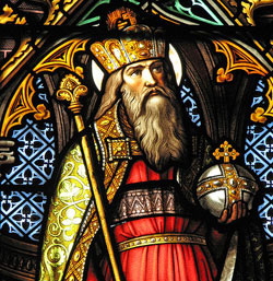 St. Henry who was born on  972 was the son of Henry, Duke of Bavaria, and of Gisella, daughter of Conrad, King of Burgundy. 